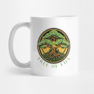 Tree of life text and bonsai illustration Mug